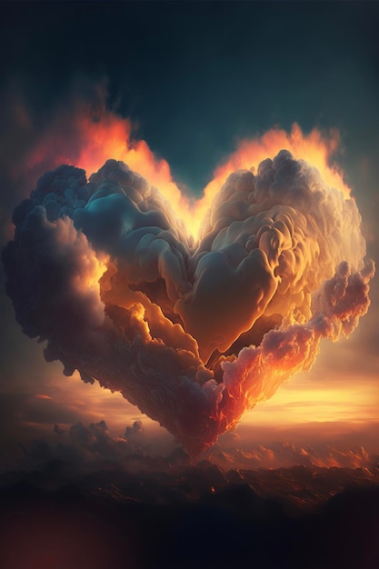 Heart shaped cloud in the shape of a heart generative ai