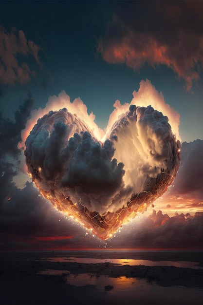 Heart shaped cloud in the shape of a heart generative ai