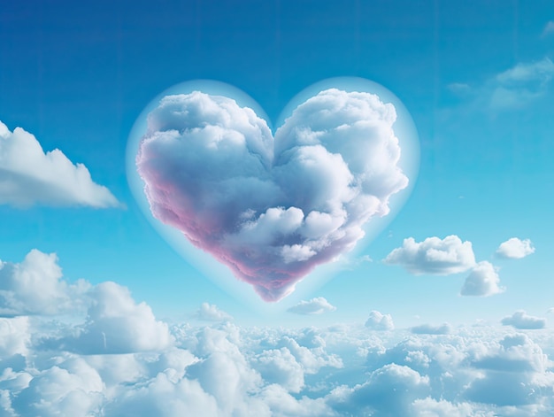 heart shaped clouds in the sky represent the concept of love