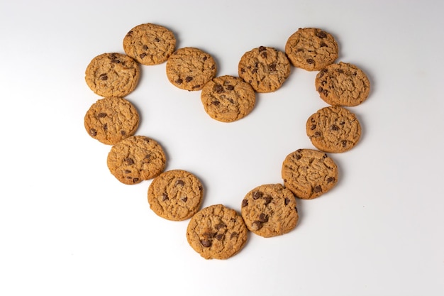 heart shaped cookies in a white table background