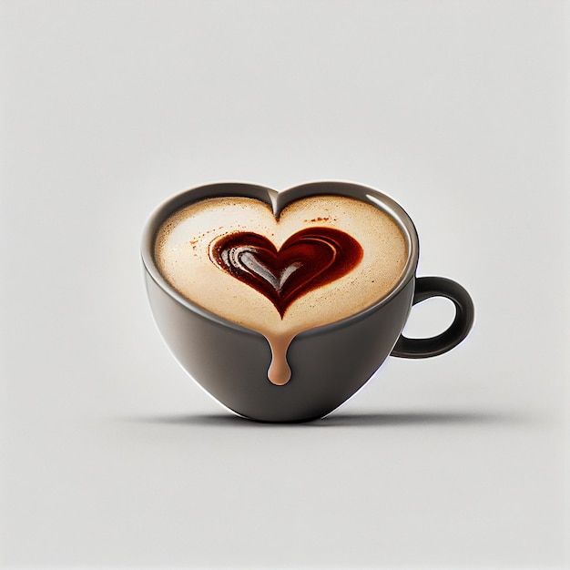 Heart shaped cup of coffee Generative AI