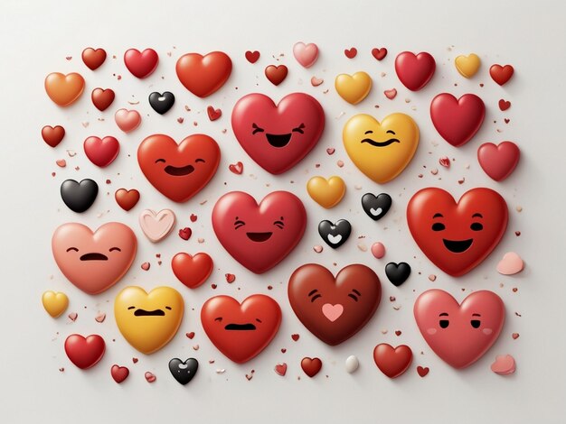 a heart shaped display of many hearts with a smile face