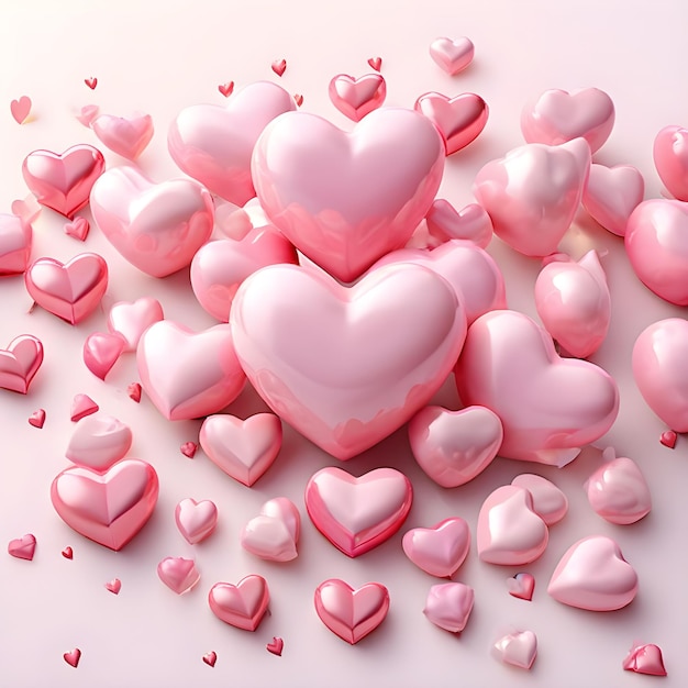 a heart shaped display of pink hearts with a pink heart on the bottom