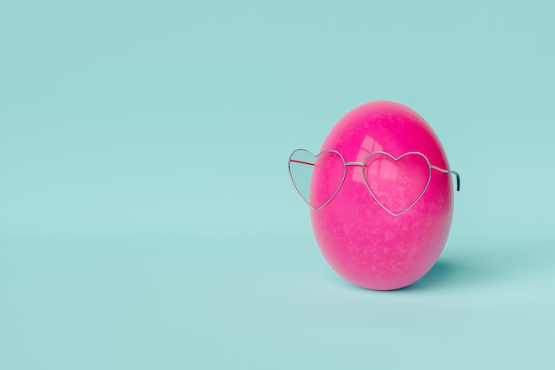 Heart shaped eyeglasses on Easter egg