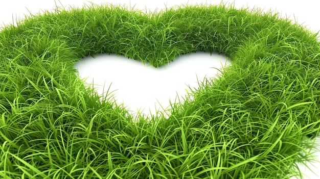 Heart shaped frame made of lush green grass