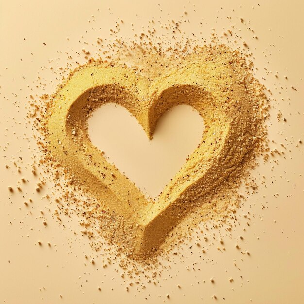 Photo a heart shaped frame made of sand particles