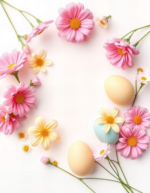 Photo a heart shaped frame with flowers and a heart made of flowers