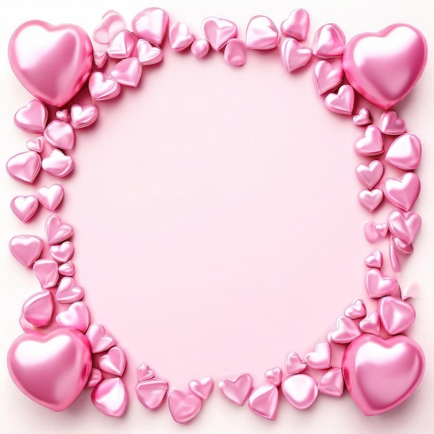 a heart shaped frame with many hearts on it