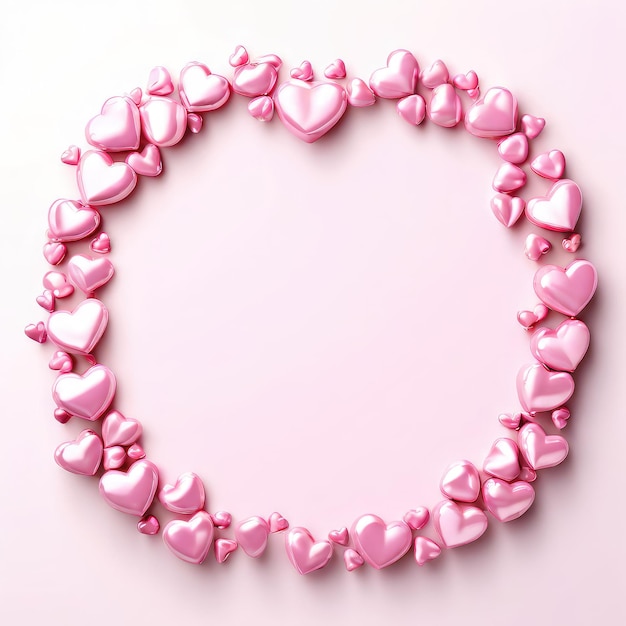 a heart shaped frame with many hearts on it