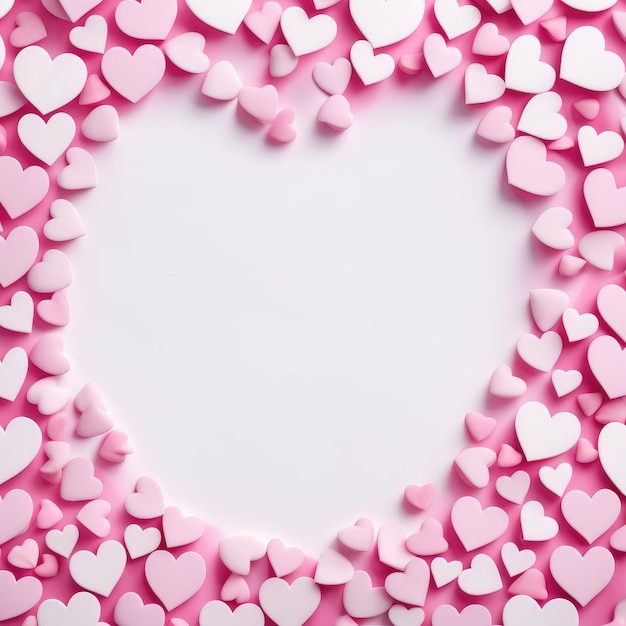 a heart shaped frame with many hearts on it