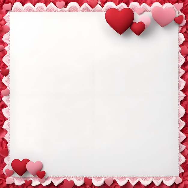 a heart shaped frame with a red and white hearts on it