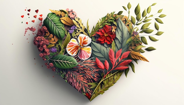 Heart shaped Garden A Beautifully Detailed Floral Artwork Created with Generative AI Technology