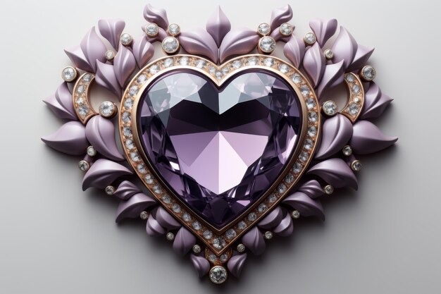 Heart Shaped Gemstone with Floral Decoration