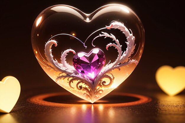 Heart shaped glass crystal special effect crystal clear beautiful background wallpaper