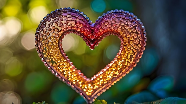 Photo heart shaped glass with the word love on it