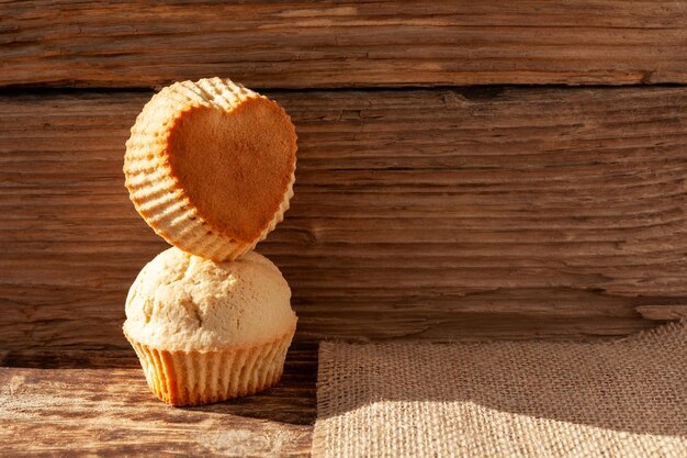 Heart shaped gluten free muffins Homemade baking rustic style