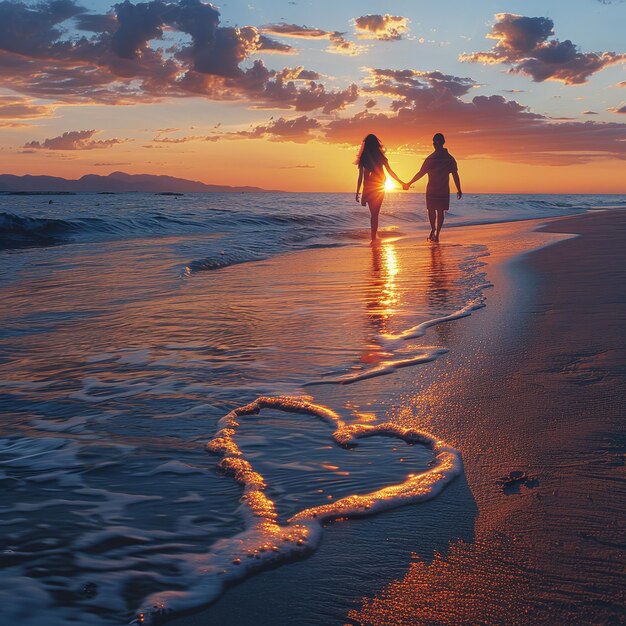 a heart shaped heart is on the beach