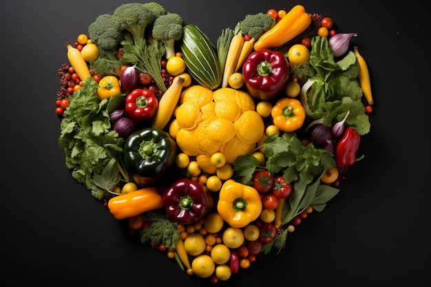 a heart shaped heart of vegetables