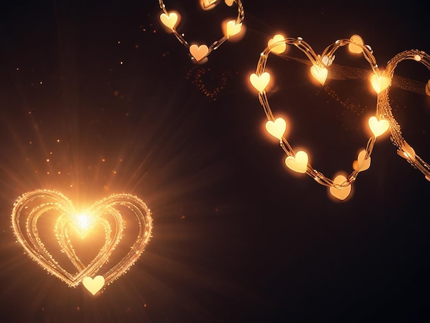 Photo heart shaped light flares with soft glow flares and romantic glowing texture y2k collage light art