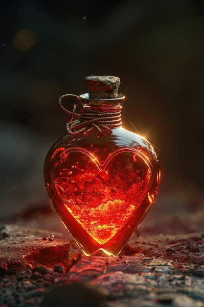 Heart shaped liquid in a glass bottle perfect for romantic designs