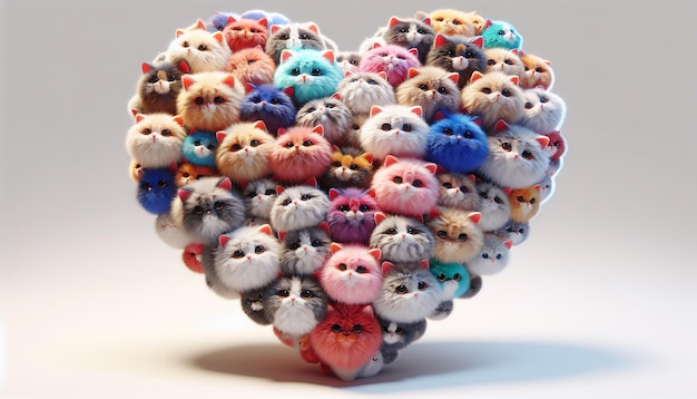 a heart shaped object with many cats on it