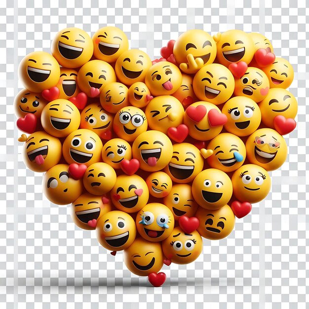 Photo a heart shaped object with many faces and a heart shaped smile