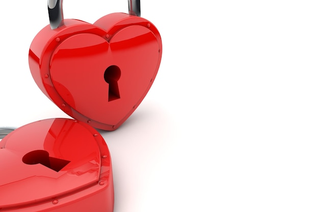 Heart shaped padlock Valentines day love concept 3D Rendering