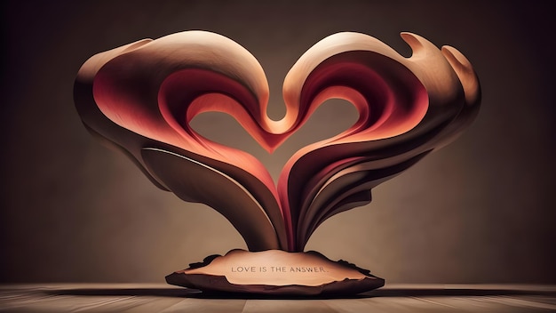 a heart shaped painting of a heart with the words love in gold