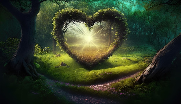 A heart shaped path in the forest