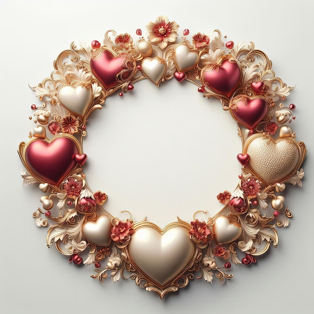 a heart shaped picture frame with various decorations