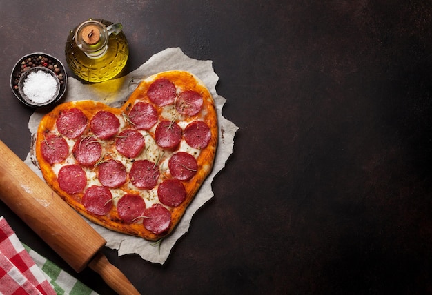 Heart shaped pizza