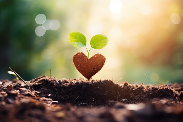 A heart shaped plant sprouting out of the ground