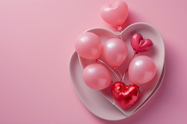 Heart Shaped Plate with Balloon Valentines Day