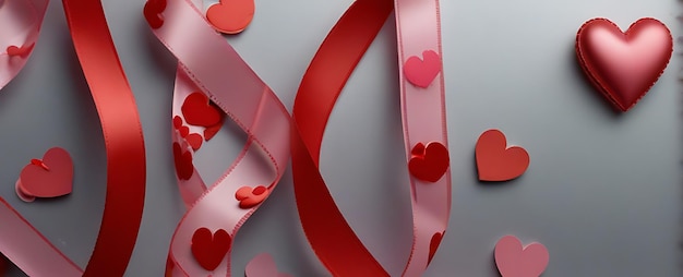 Photo a heart shaped ribbon with a red ribbon that says  valentine