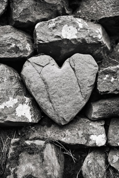 Photo heart shaped rock on rocks