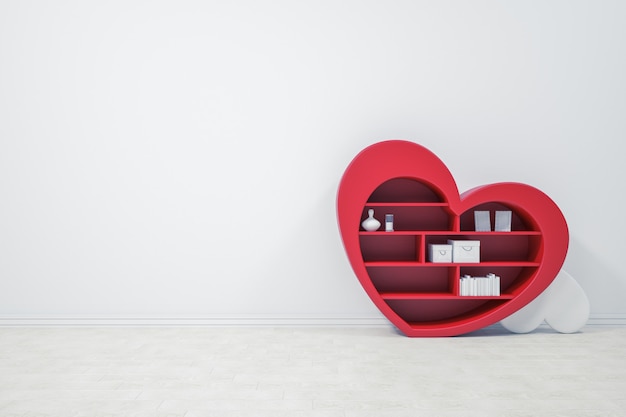 heart shaped shelf with books