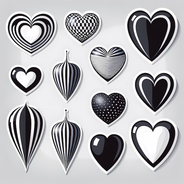 heart shaped stickers 3d hearts with different designs