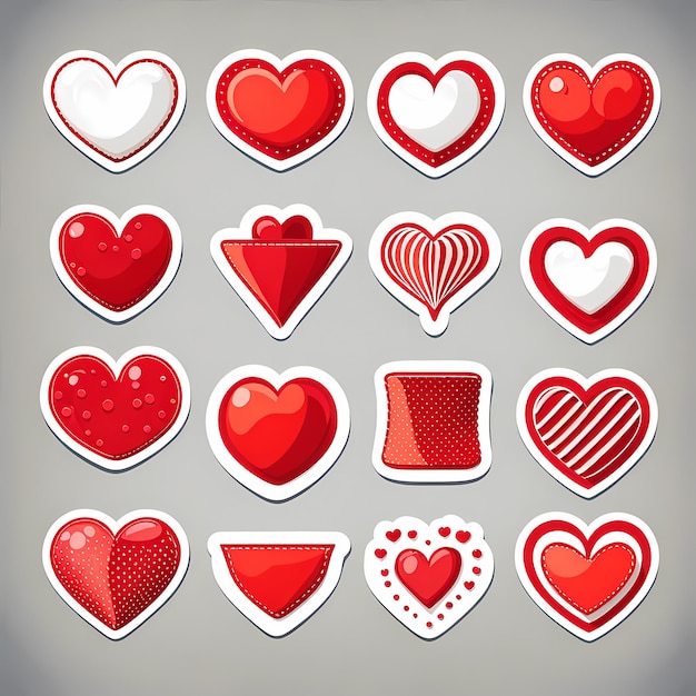 heart shaped stickers 3d hearts with different designs