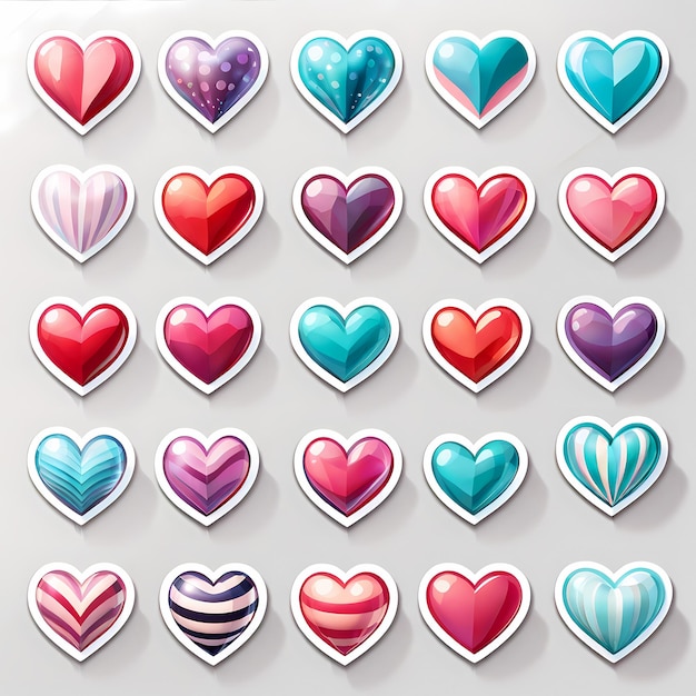 heart shaped stickers 3d hearts with different designs