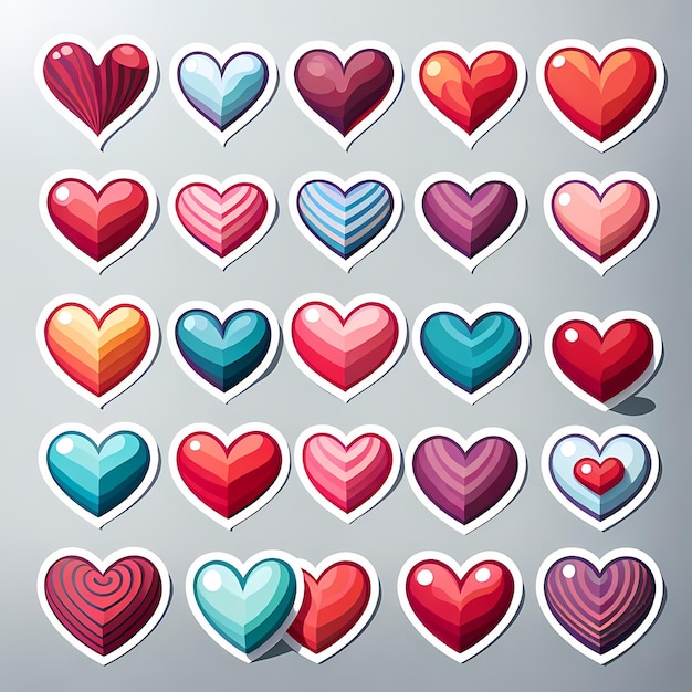 heart shaped stickers 3d hearts with different designs