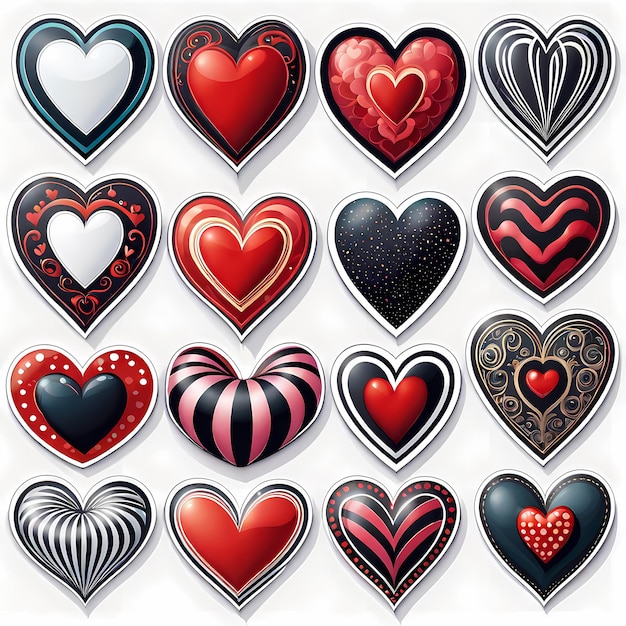 heart shaped stickers 3d hearts with different designs