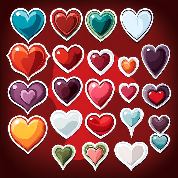 heart shaped stickers 3d hearts with different designs