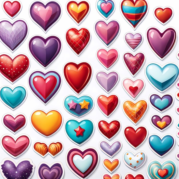 Photo heart shaped stickers hearts with different designs heart shape hearts collection cartoon heart