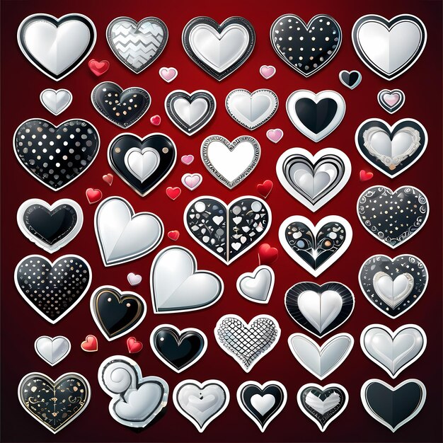 Photo heart shaped stickers hearts with different designs heart shape hearts collection cartoon heart