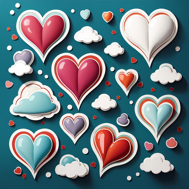 Photo heart shaped stickers hearts with different designs heart shape hearts collection cartoon heart