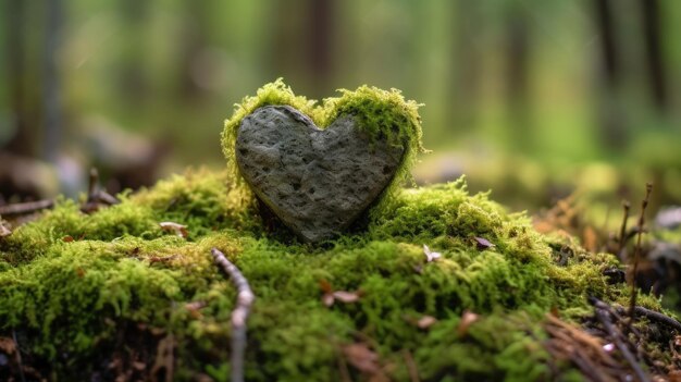 Photo a heart shaped stone with a heart in the background