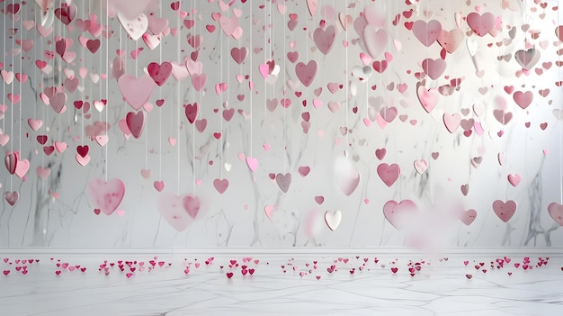 heart shaped string with white background backdrop for valentines day