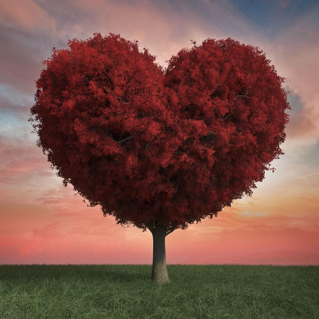 Heart shaped tree with colorful background