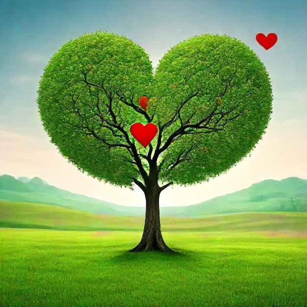 a heart shaped tree with a heart in the middle of it