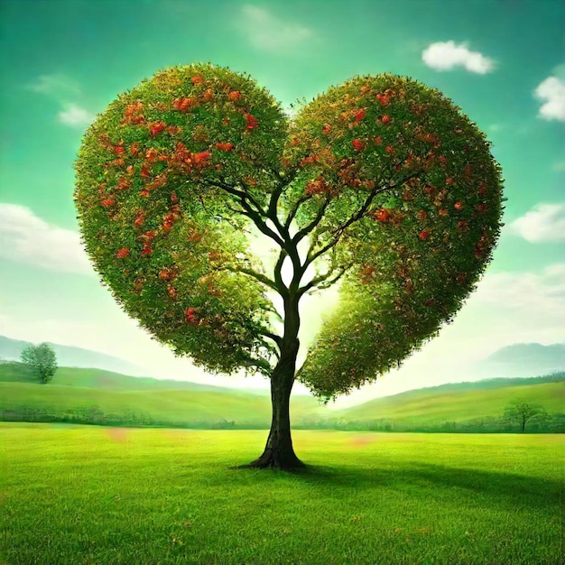 a heart shaped tree with a heart in the middle of it